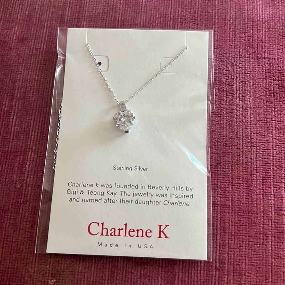 CHARLENE K Sterling Silver heart stone necklace